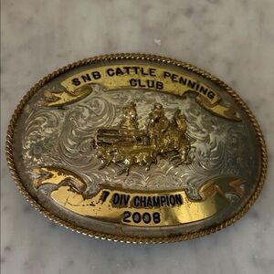 Vintage Cattle Penning Champion Belt Buckle
